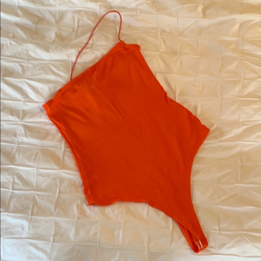 ASOS Fluorescent Orange One Shoulder Bodysuit